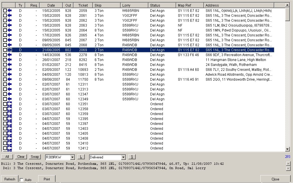 Despatch Manager Screen