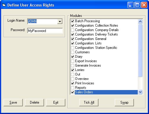 User Access Configuration